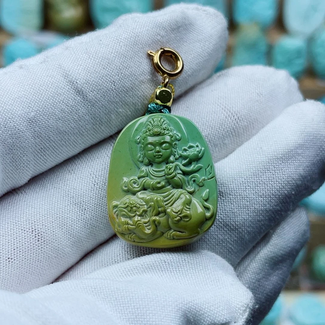 未镶嵌绿松石珠宝奇石普贤菩萨