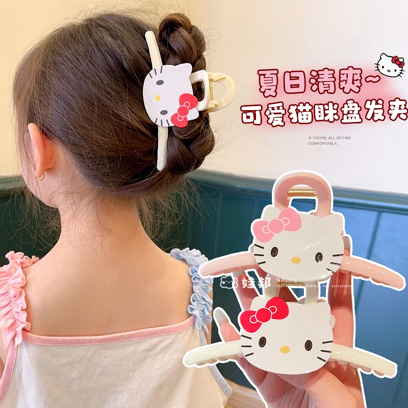 儿童可爱卡通kitty猫抓夹女童鲨鱼夹女孩后脑勺盘发夹子头饰