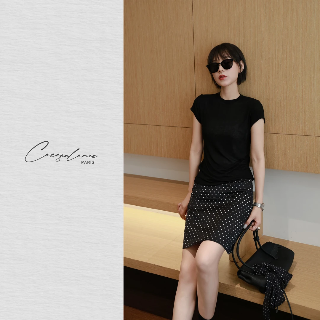 韩彬彬CS"面膜T"天丝蚕丝羊绒混纺高级修身轻薄软糯短袖661W-(6)