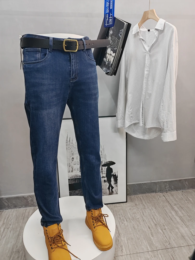 简约男士直筒宽松商务弹力休闲牛仔裤