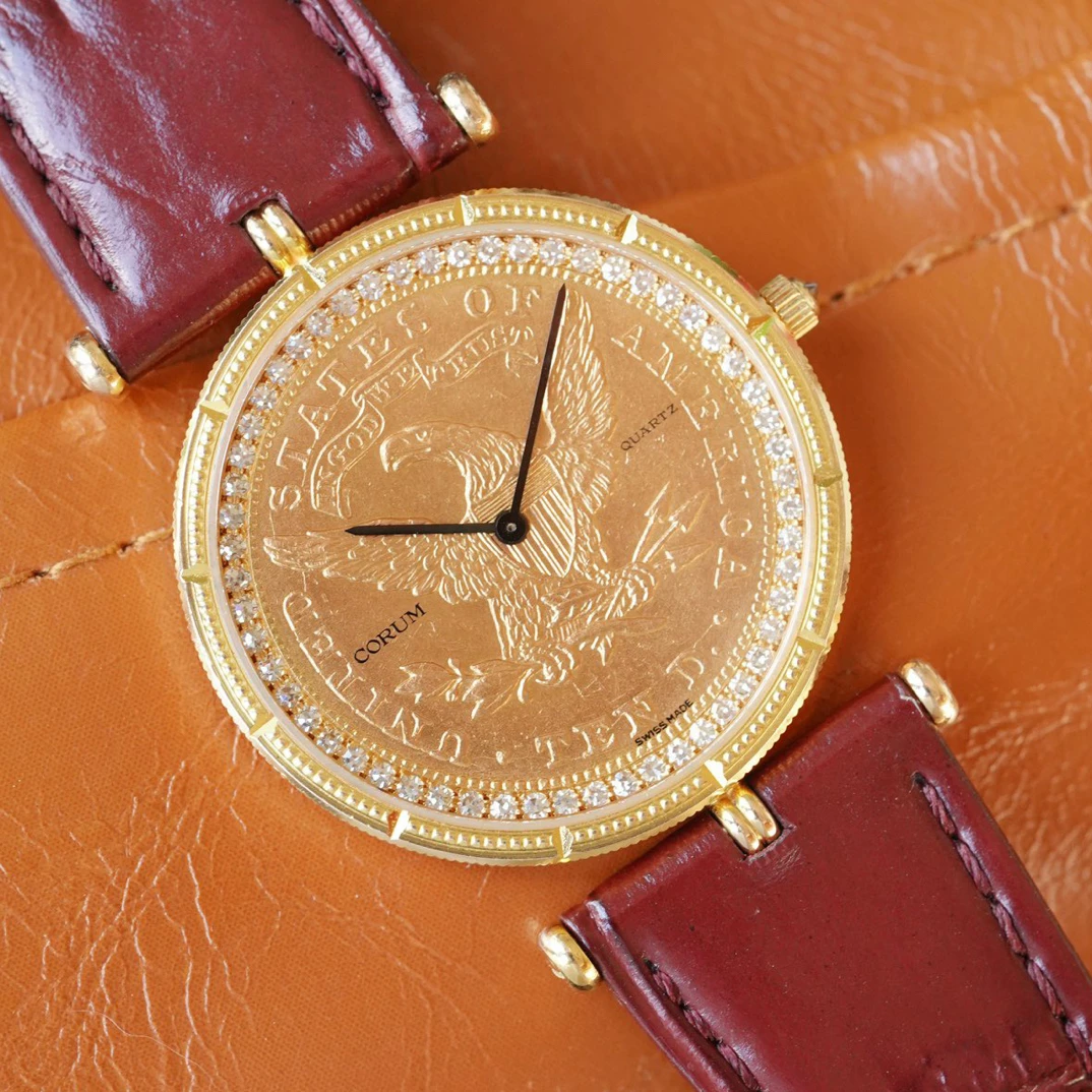 99新 CORUM/昆仑表 昆仑18k原钻黄金收藏级金币腕表