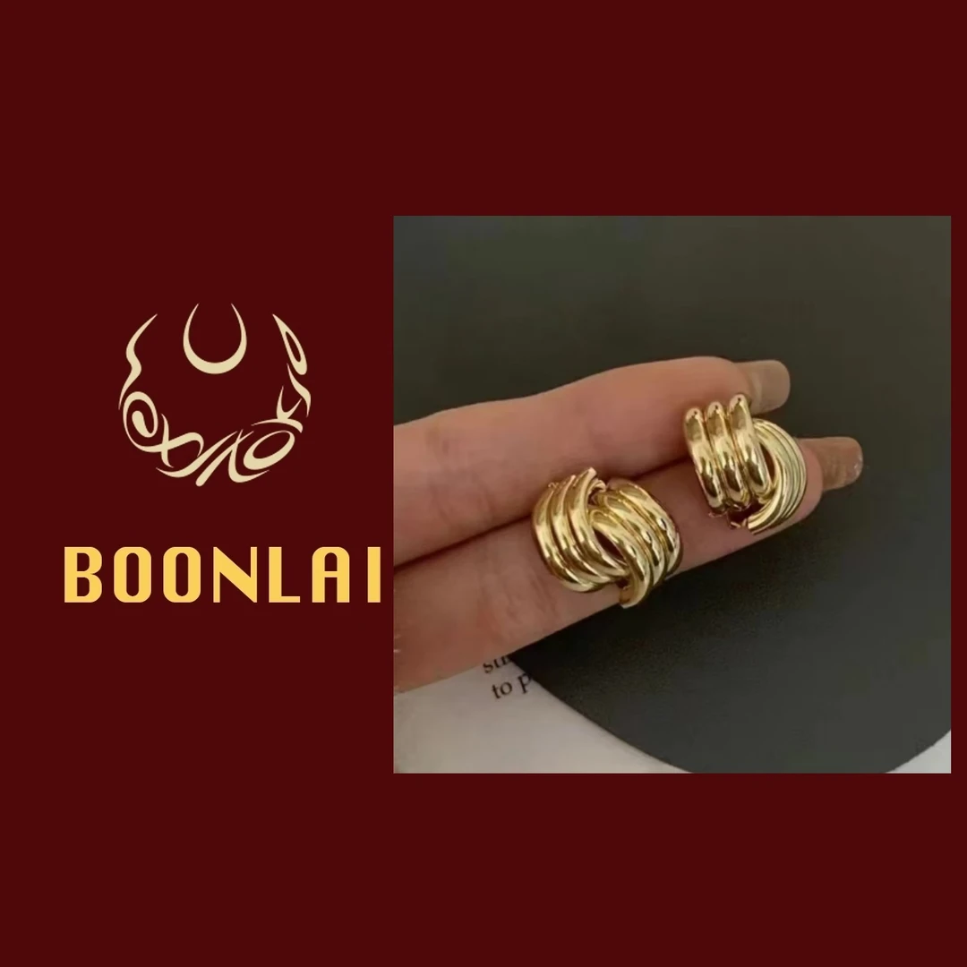 铜合金耳饰 Boonlai 金属线条交叉耳环4130