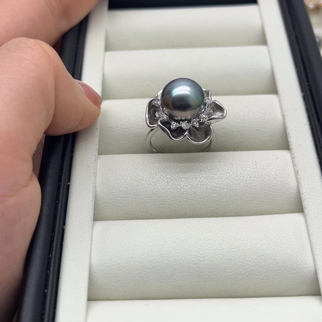 海水珍珠银S925镶嵌戒指