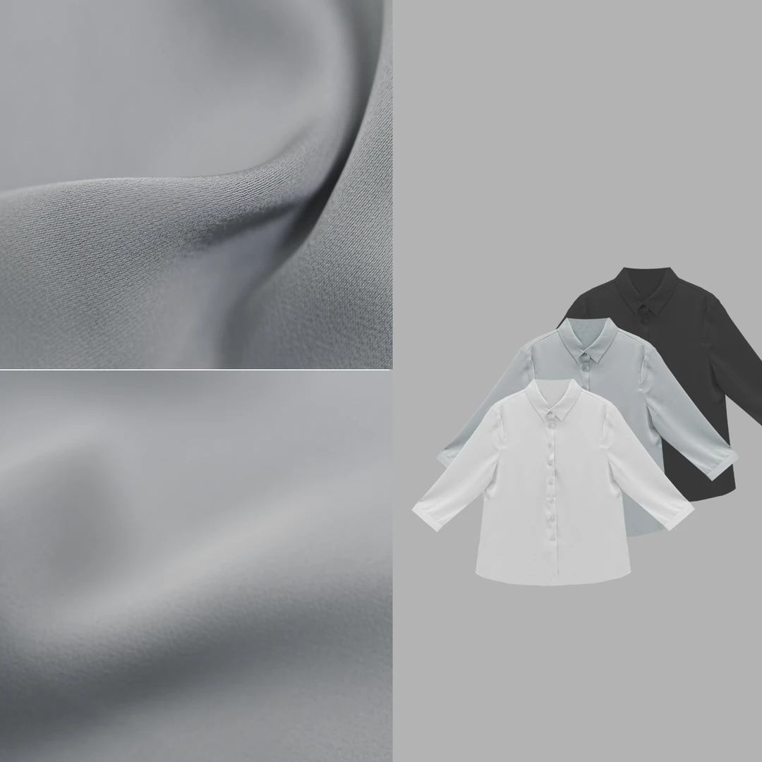 凯特丝蓓2312#夏季新款纯色弹力重绉七分袖衬衫上衣