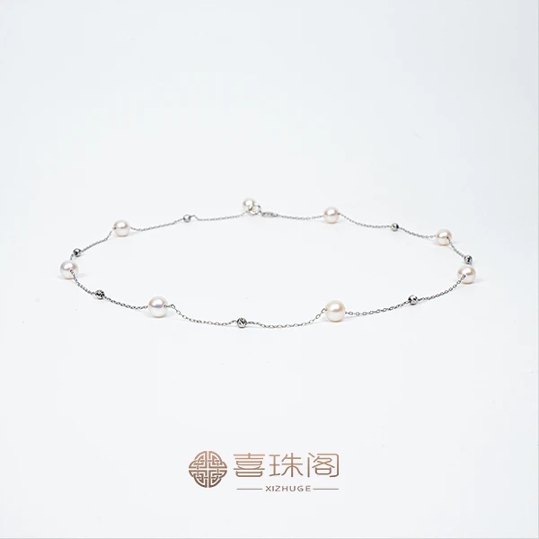 【2万粉丝福利】S925银淡水珍珠白珠满天星项链6-6.5mm