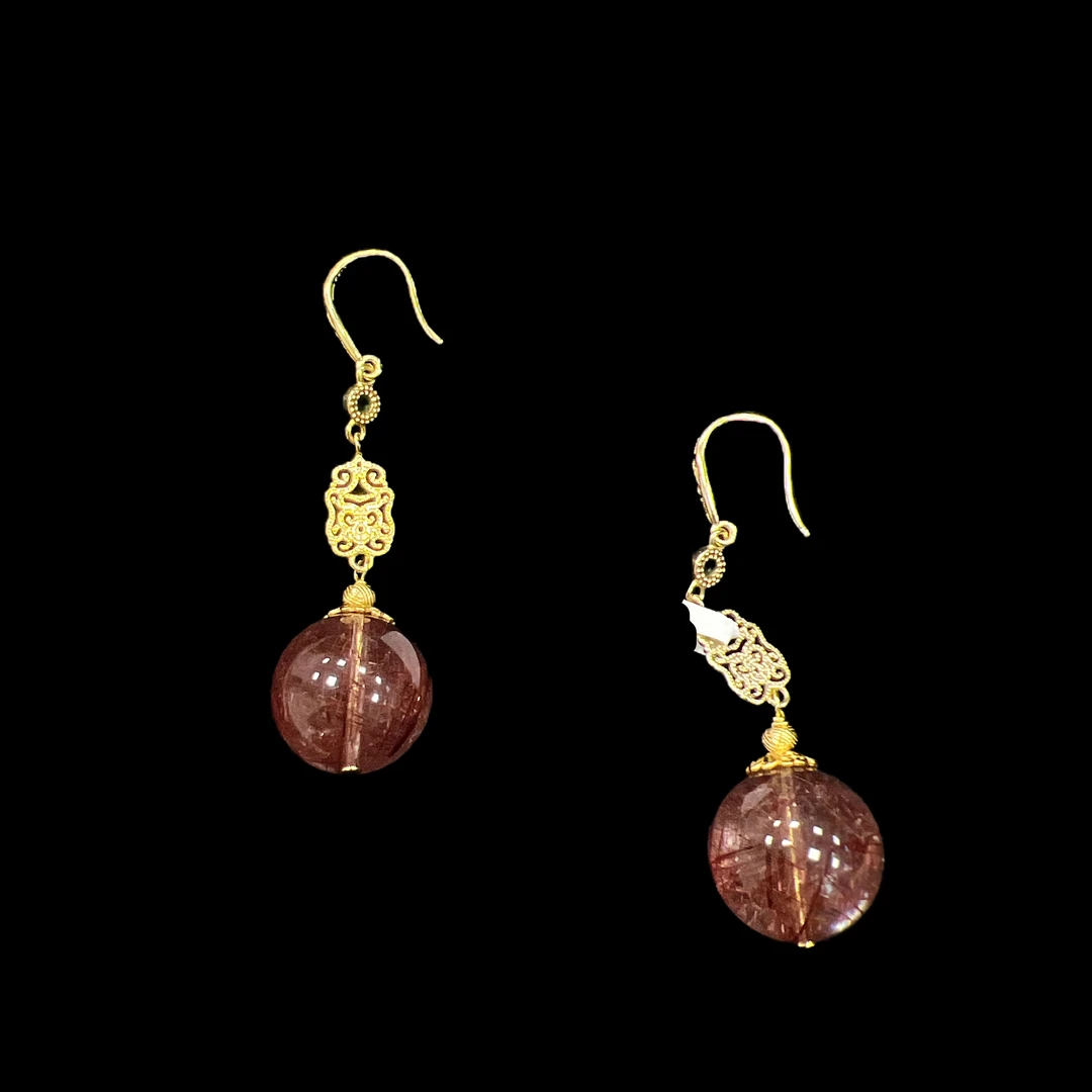 V7094发晶耳坠孤品