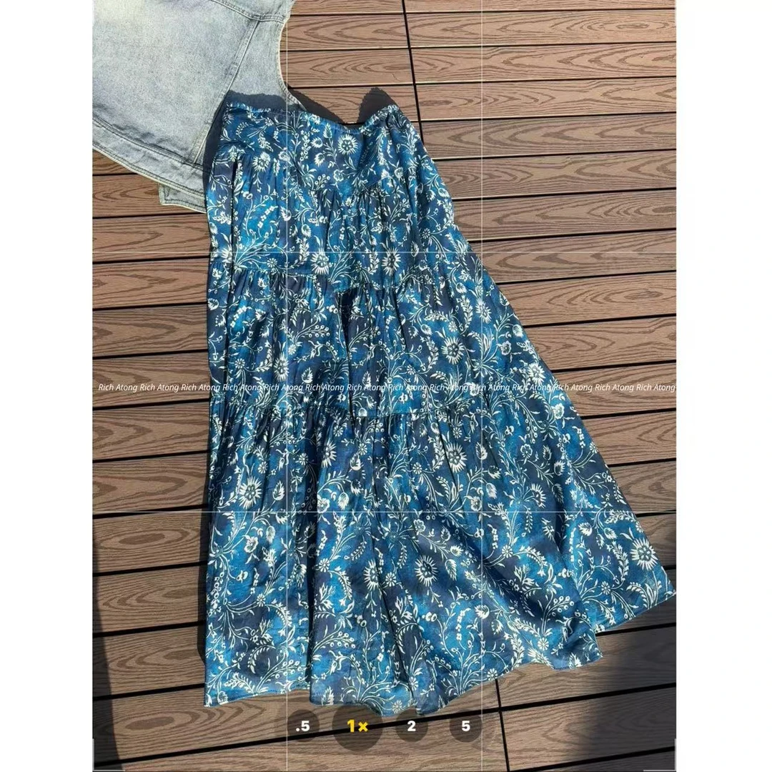 atong/阿彤-【青瓷】-2025 春夏松紧腰碎花半身裙0323-06