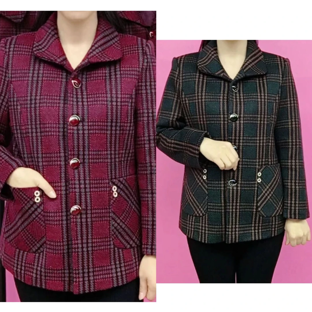 格子外套女中老年人套装妈妈秋装上衣老人格子