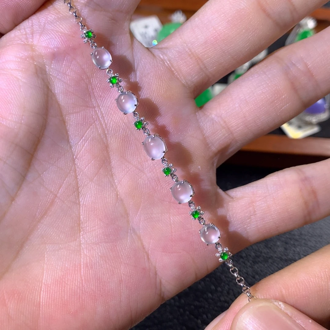 18K金镶嵌手链翡翠翡翠