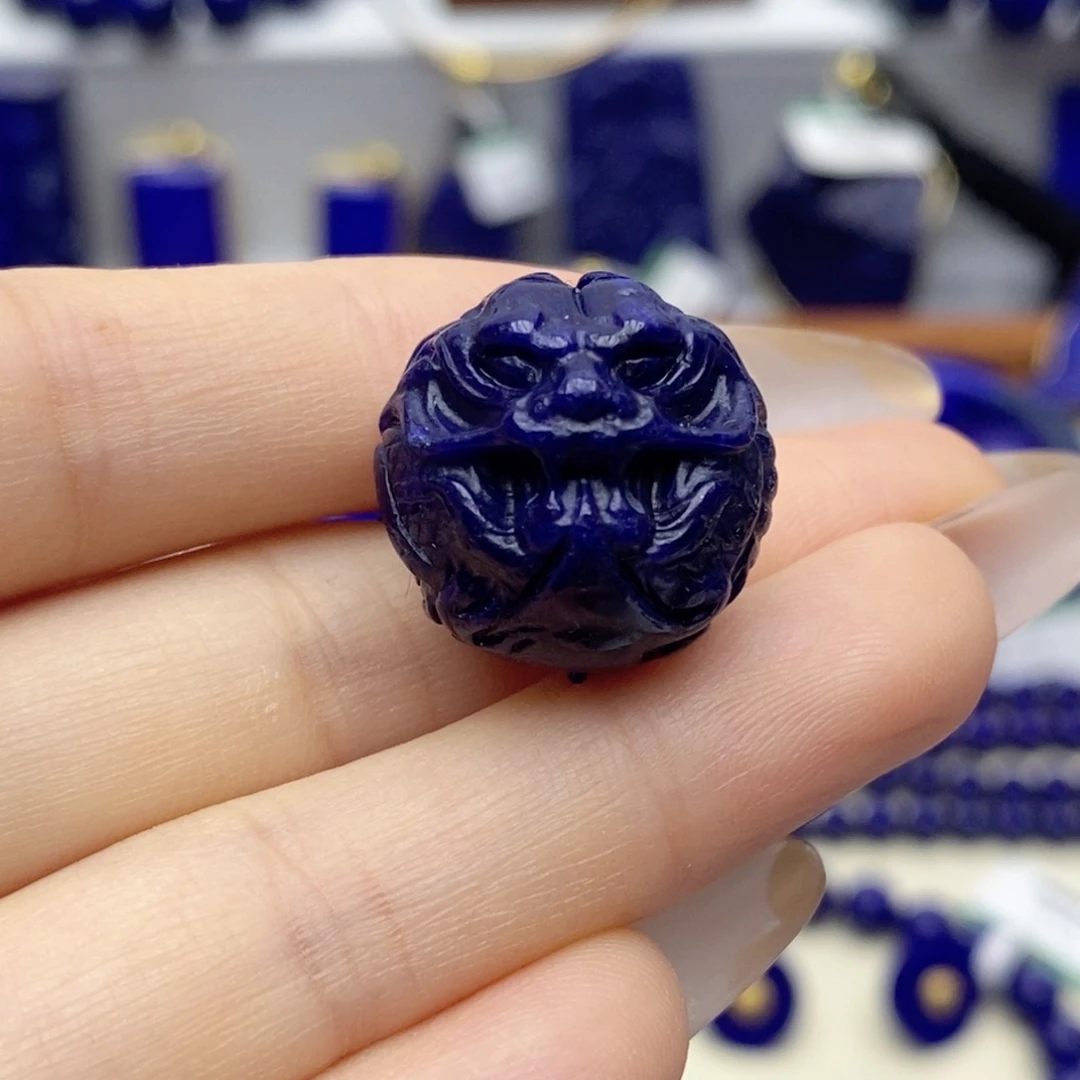 青金石未镶嵌单珠对孔18.9