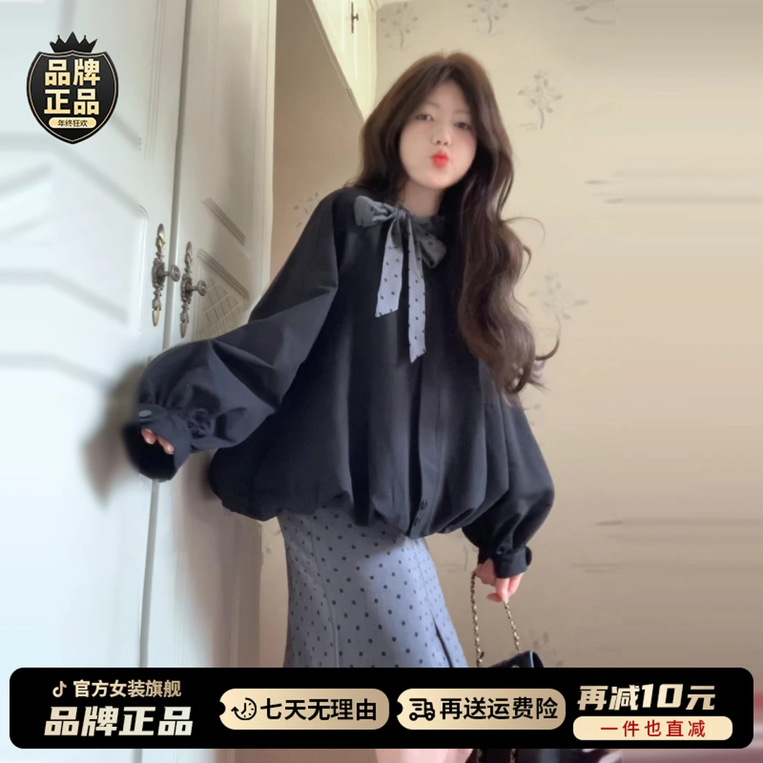 韩系chic独特超好看套装女早秋季2025新款气质波点半裙外套一整套