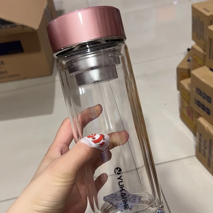 宇凯双层加厚600粉。。玻璃杯