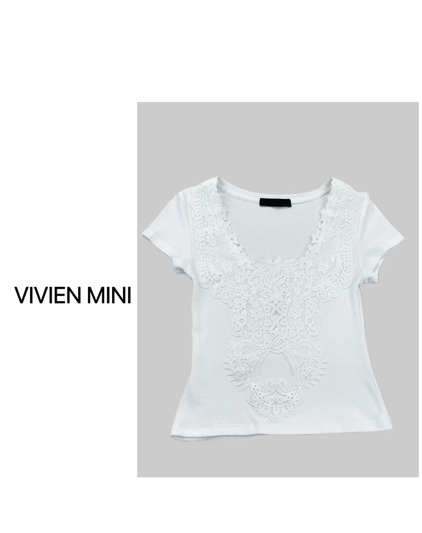 【VIVIEN MINI】时尚洋气显瘦短袖修身透气显瘦棉质+背心T恤
