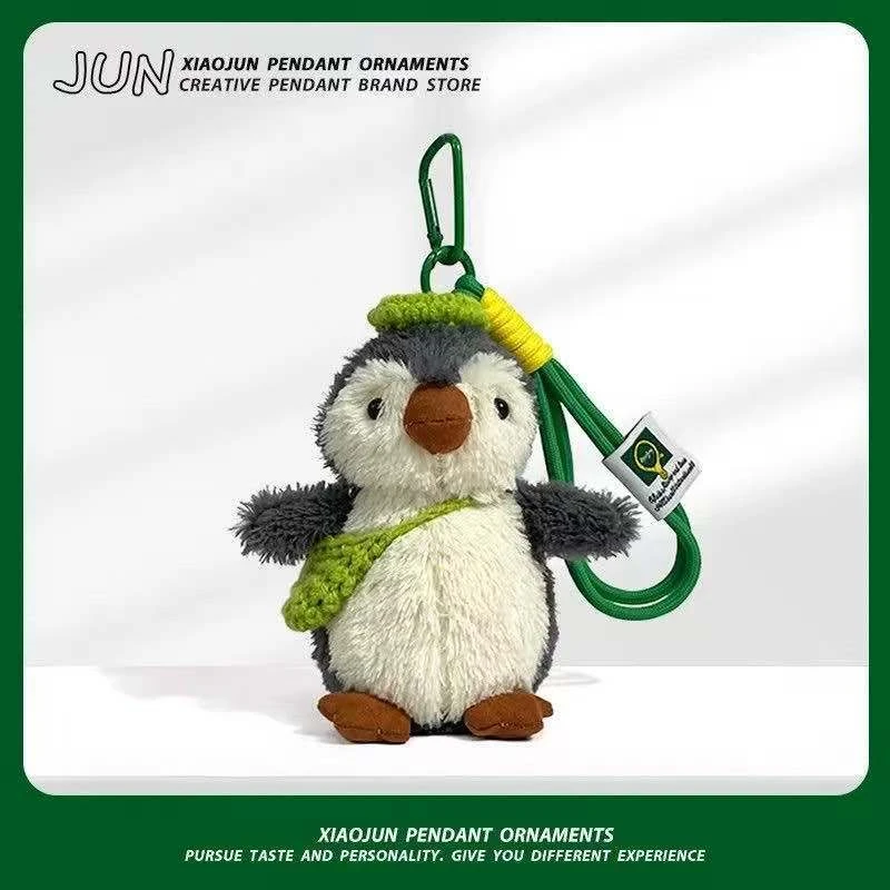新款贝雷帽小企鹅挂件可爱挎包挂饰公仔毛绒玩偶车载钥匙扣TGG