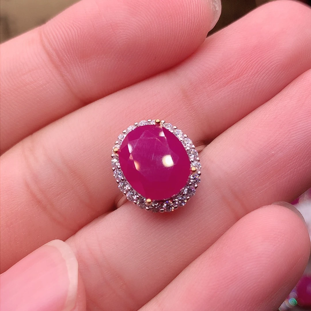 红宝石戒指银S925镶嵌