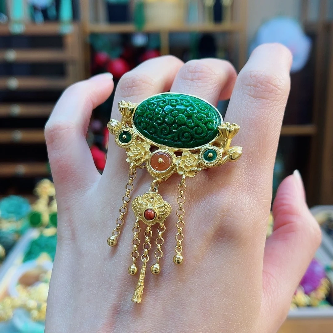 银S925镶嵌戒指翡翠48小时鉴赏期1