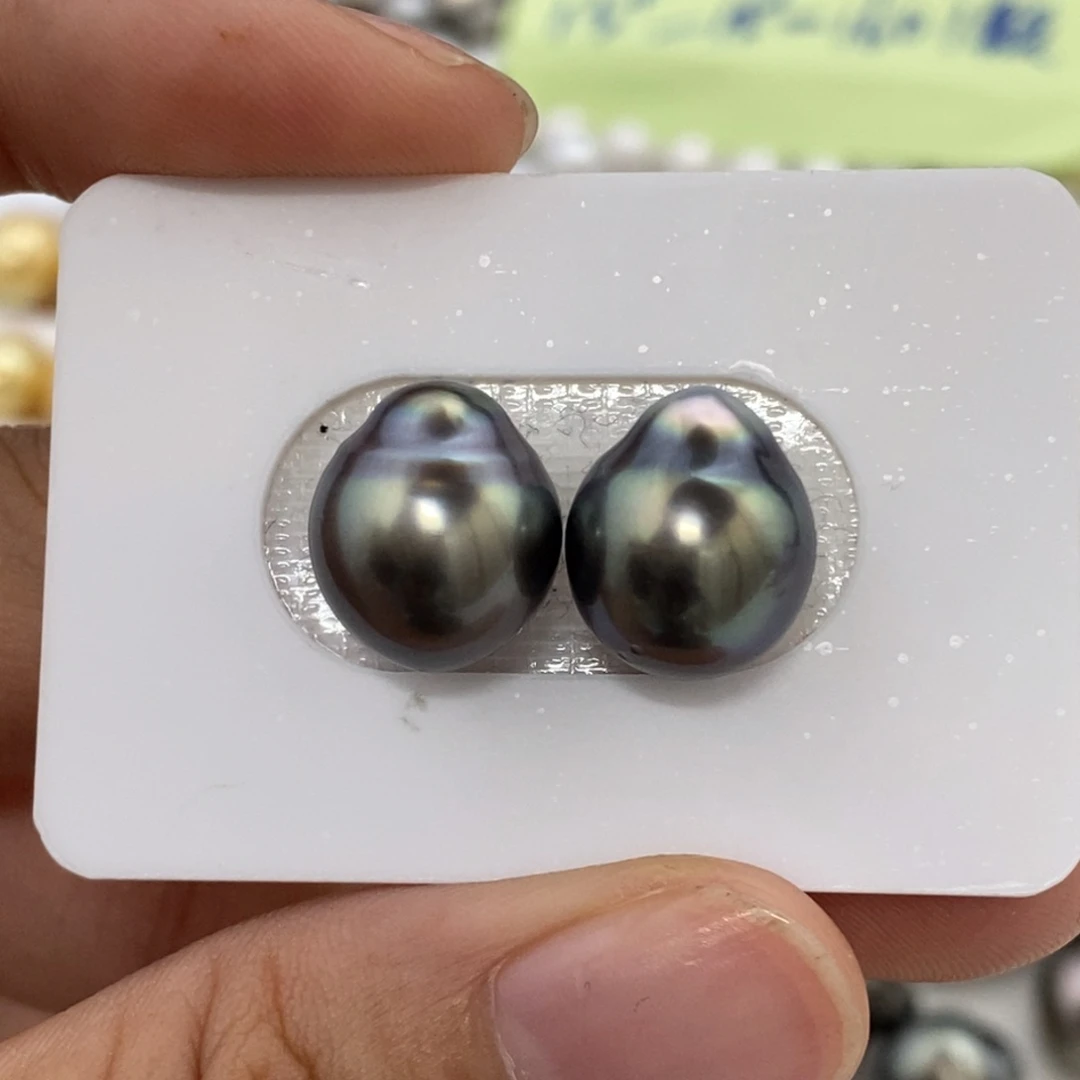 裸珠海水珍珠大溪地巴洛克炫绿11.3-11.6m