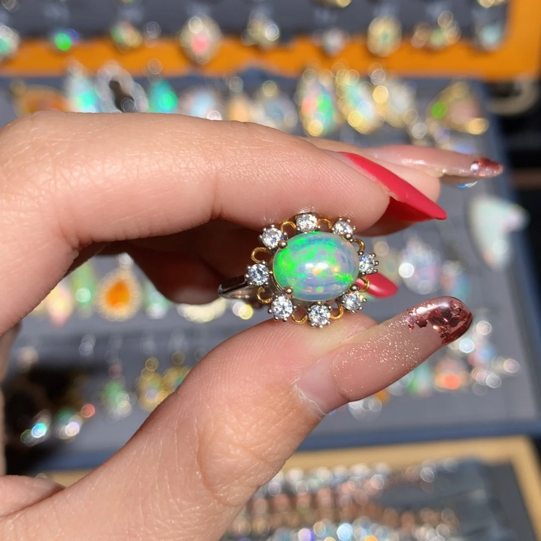 银S925镶嵌欧泊欧泊戒指y