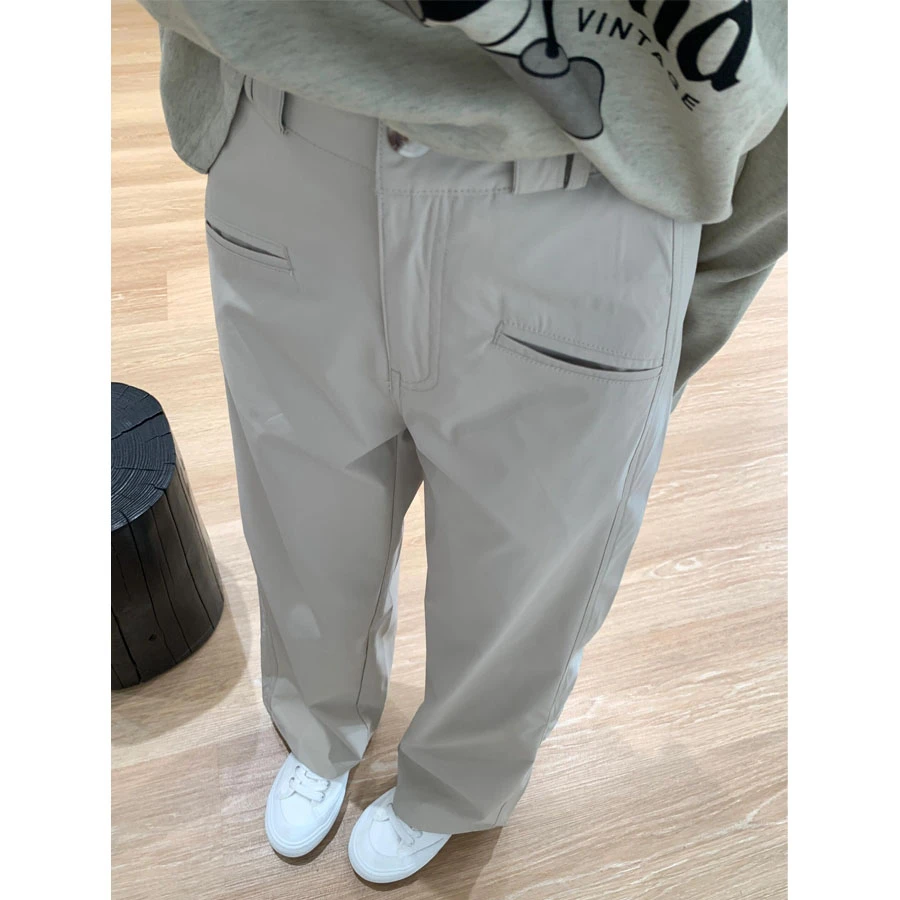 裤长110cm高个子175加长浅杏色直筒阔腿西装裤女夏季宽松休闲裤子