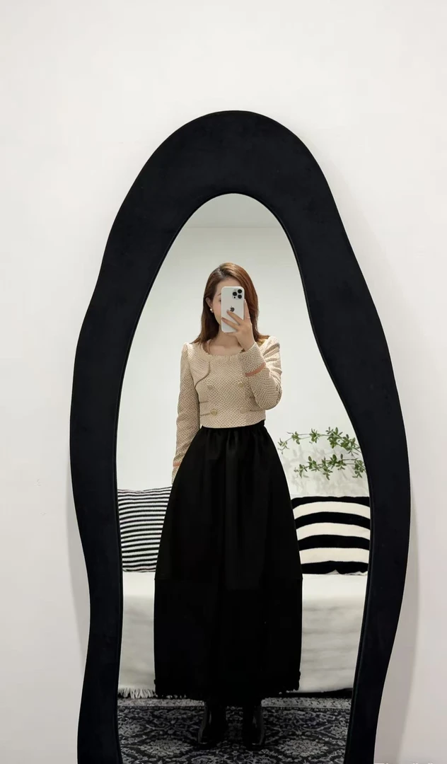 新疆包邮小香风花苞裙松紧腰春秋冬套装