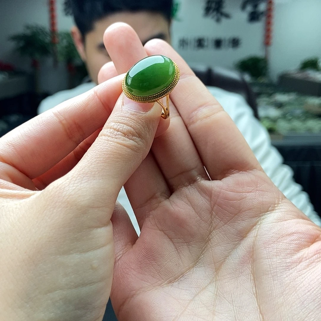 和田玉戒指颜色多样性发拍一发一银S925镶嵌