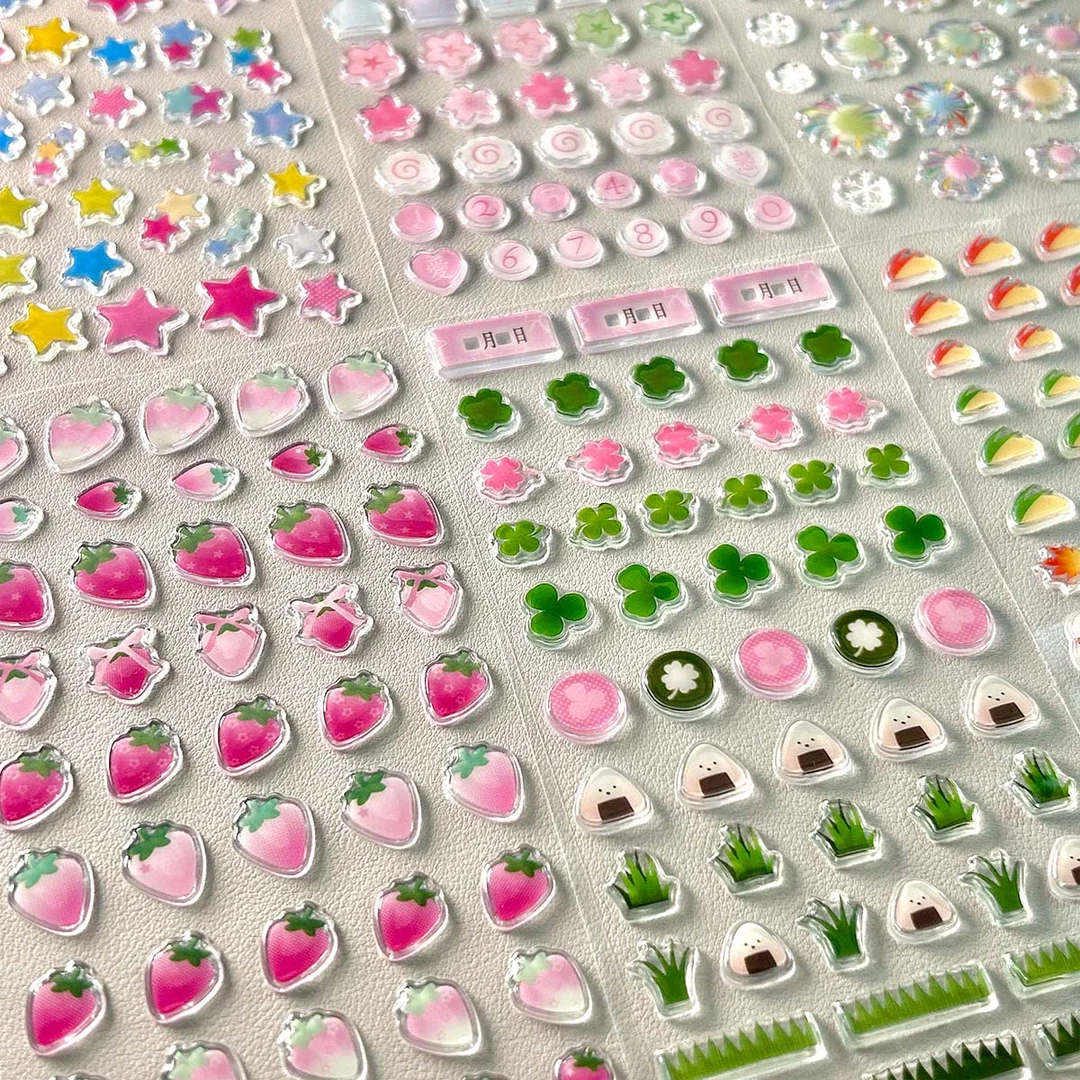 哇卡哇卡「滴胶贴纸」手帐立体贴四叶草实用deco贴手机壳装饰素材