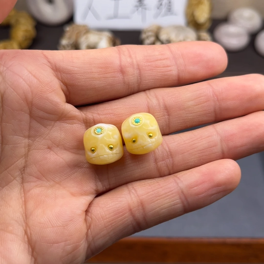 牛骨把件料器顶珠