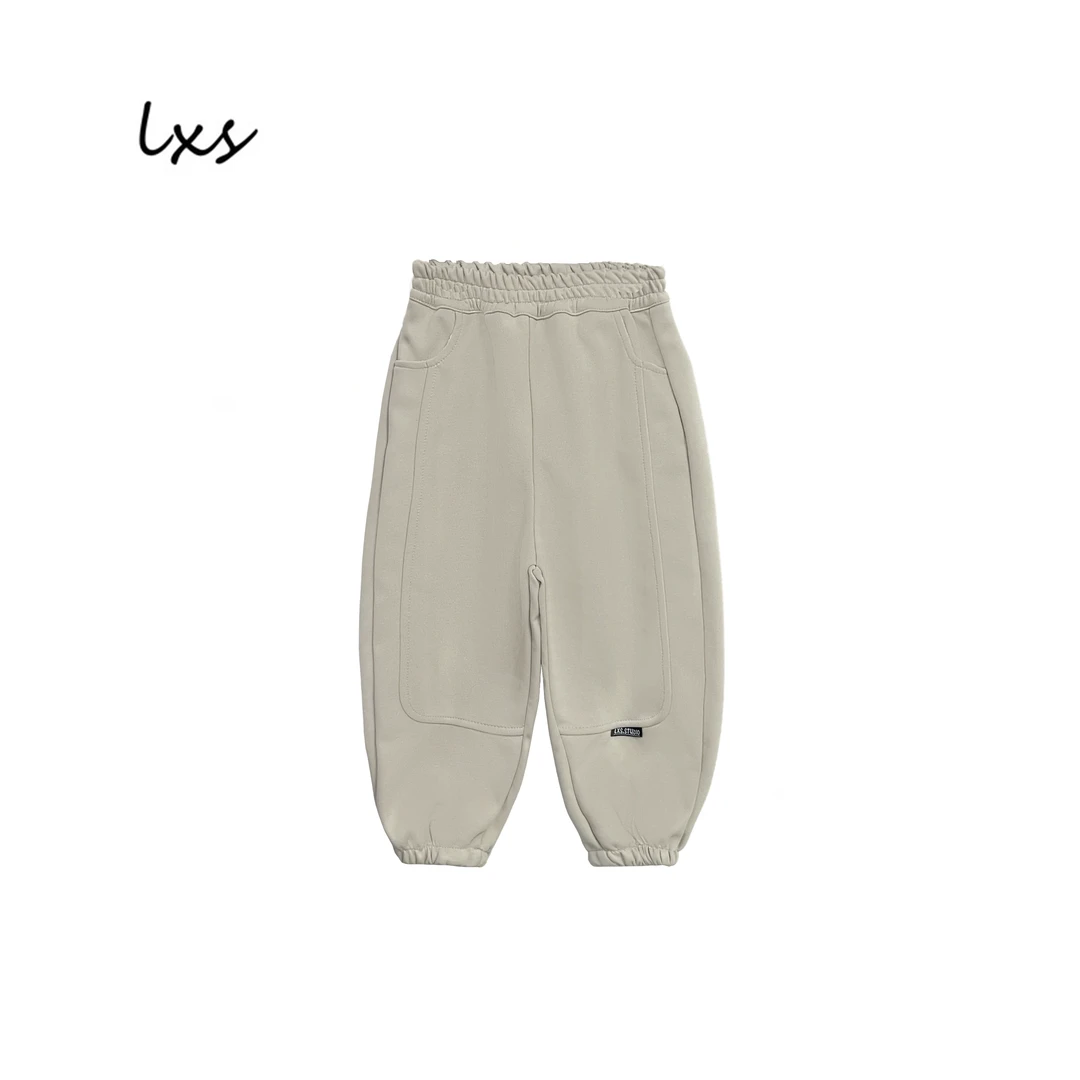 舅舅严选童装春秋儿童休闲裤韩版宽松时尚百搭休闲卫裤FK9005杏色