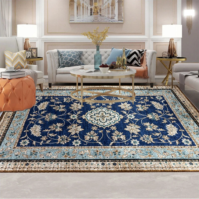 高端金丝绒防尘免洗地毯家用客厅卧室衣帽间书房欧式波斯茶几垫