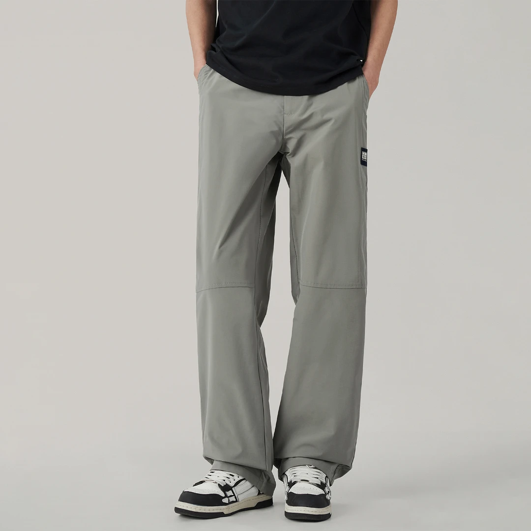 2025春夏季美式潮牌灰色宽松直筒垂感休闲裤男款阔腿冲锋工装长裤