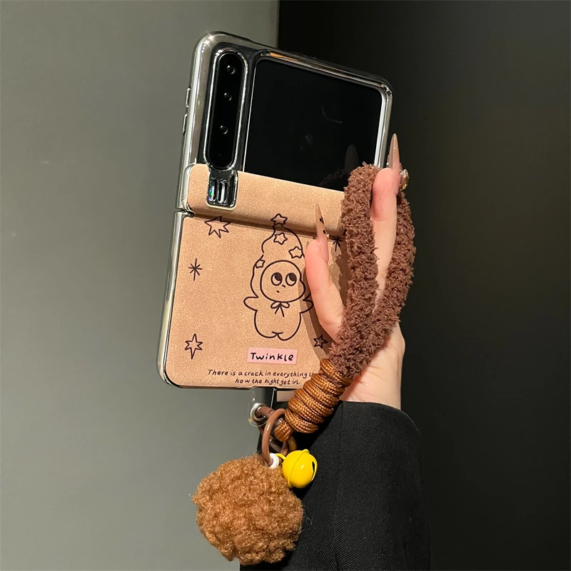 适用华为PuraX典藏版折叠屏手机壳美拉德棕线条高帽小人puraX女款