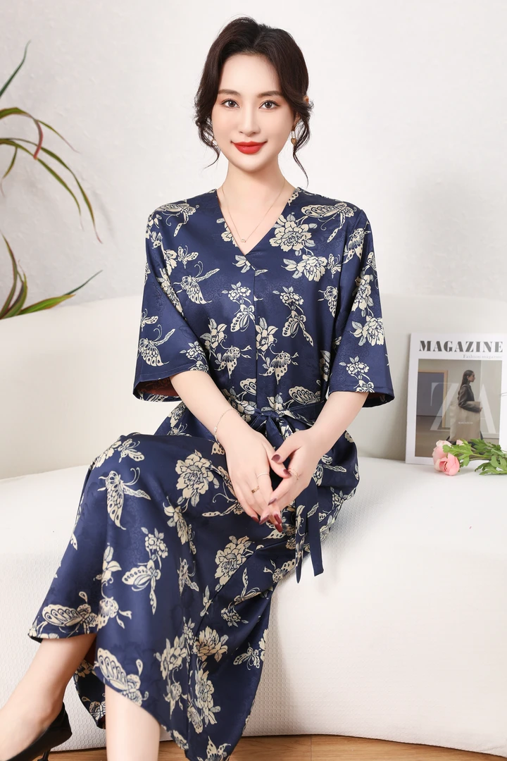 墨花辞 T1188气质时尚休闲女士夏季印花连衣裙女装气质时尚