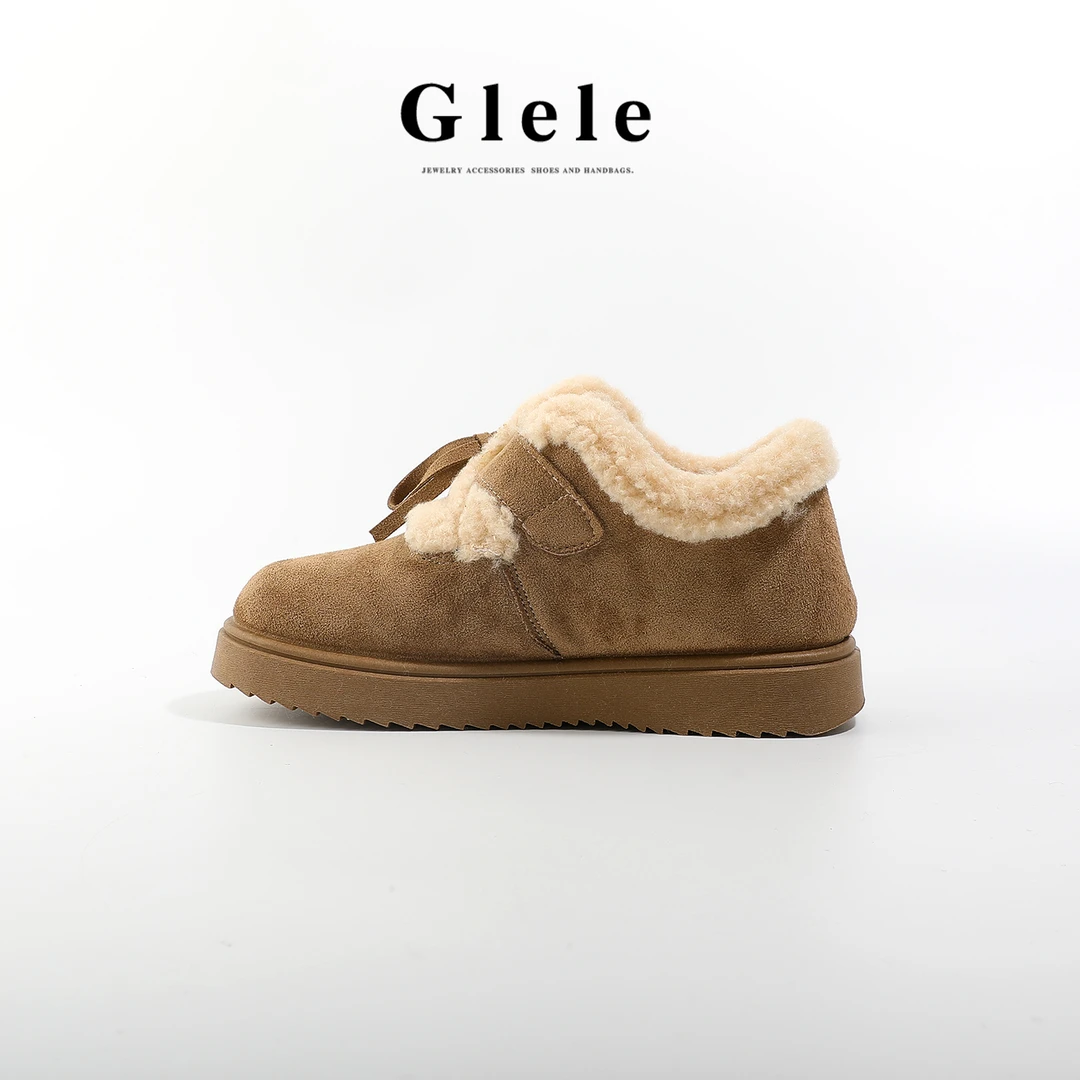 Glele私服「毛绒勃肯鞋」吐司毛毛勃肯鞋冬新加绒棉鞋雪地靴