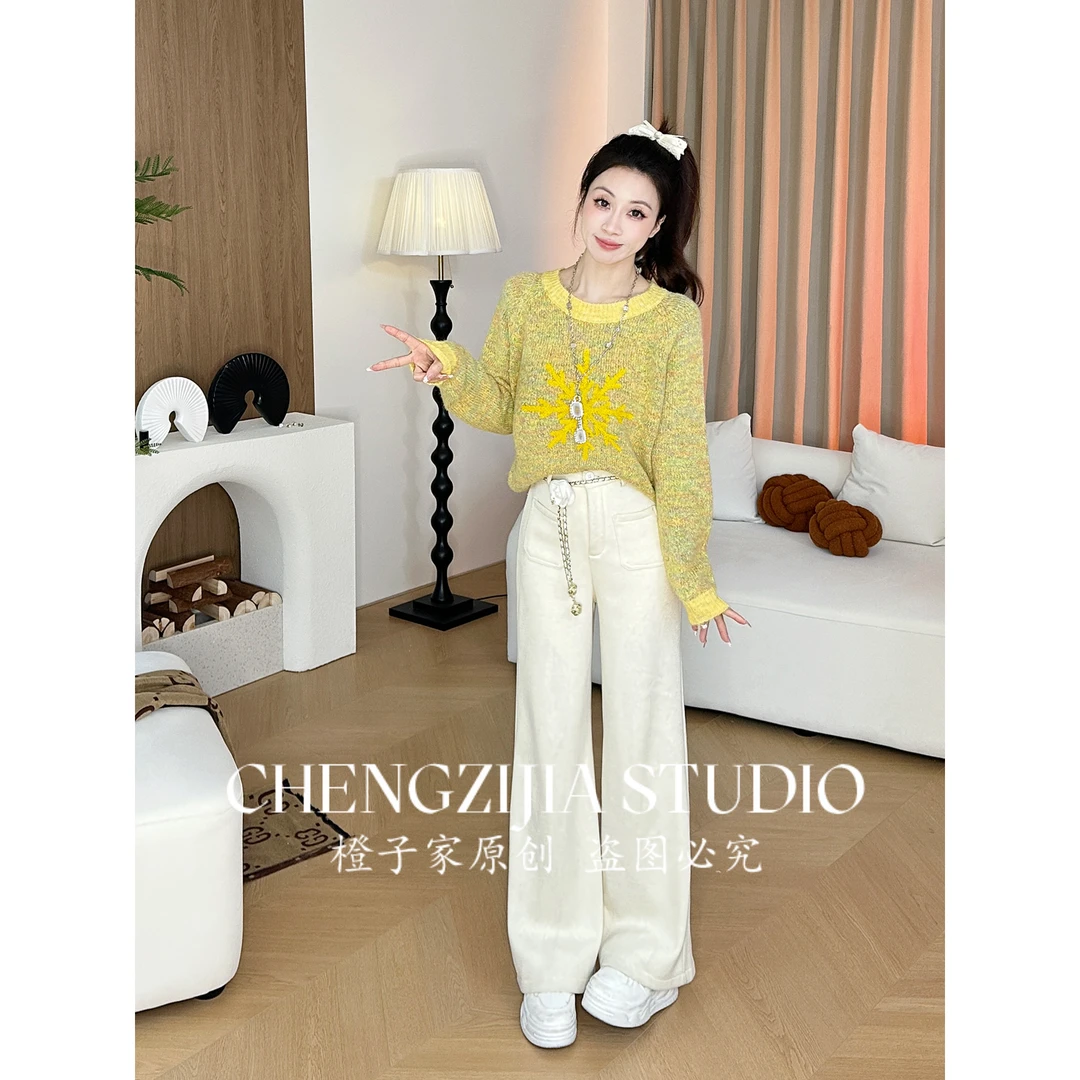 【裴诗婷】MY00274雪花撞色圆领毛衣05