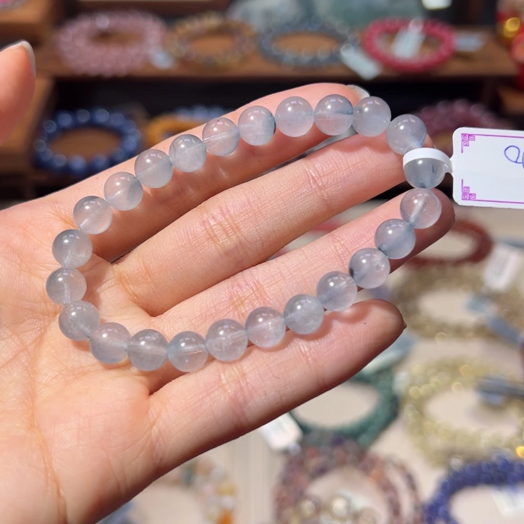 水晶手串未镶嵌漏价福利雾霾蓝蓝兔毛7.8m