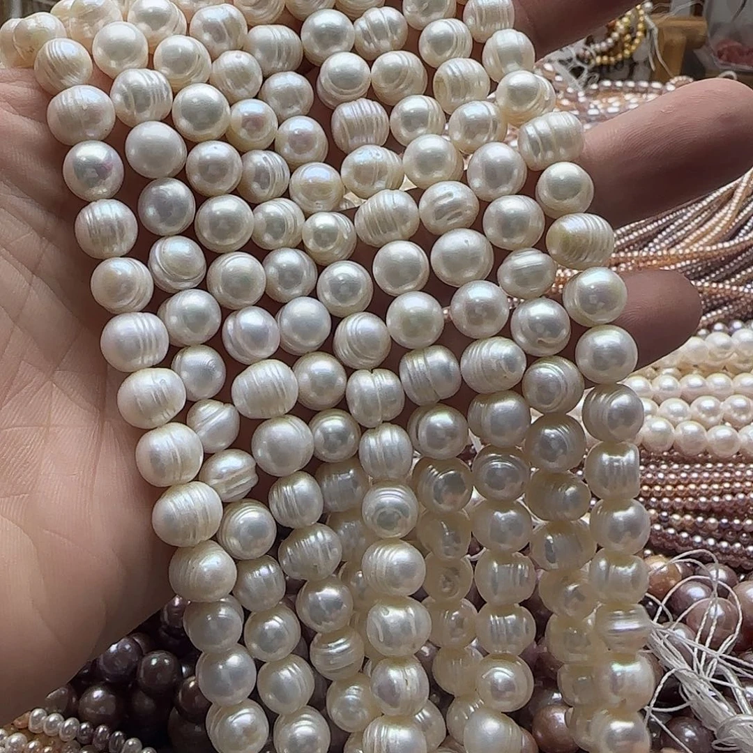 半成品淡水珍珠未镶嵌卡9-10双螺纹