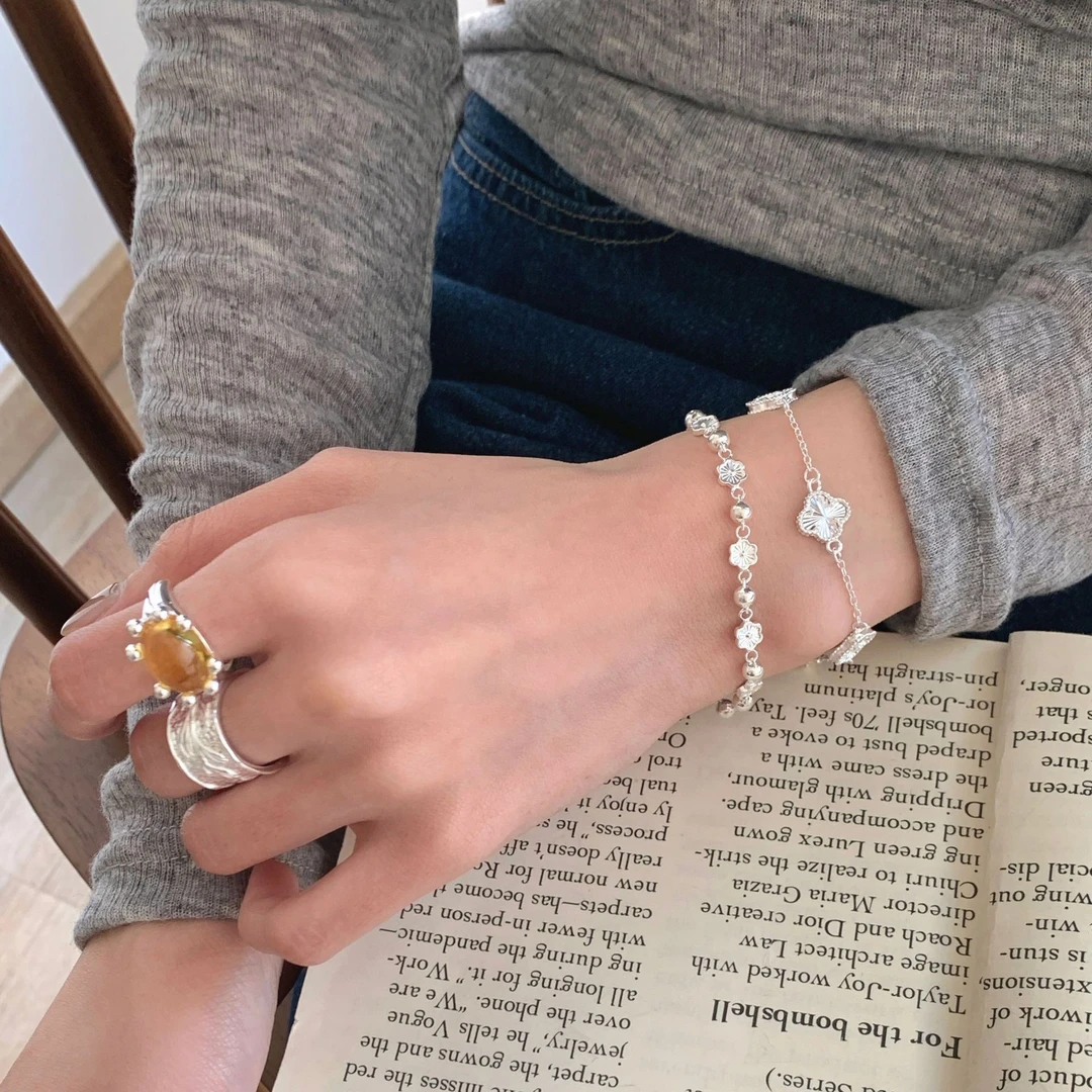 925银手链 桃花蝴蝶手链女韩国小众设计高级感ins风爆款手链