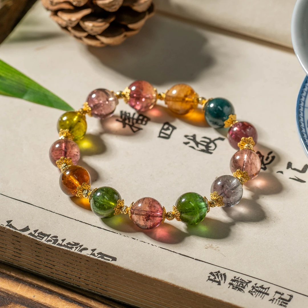 【世间臻宝】18K碧玺DIY圆珠手串/Q1766/多样性发一件/10mm/2