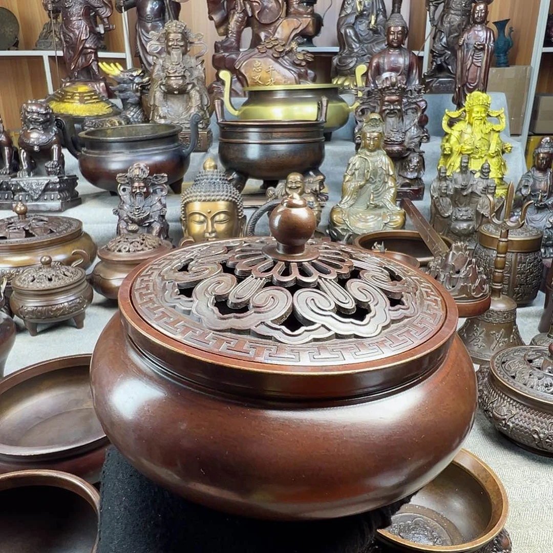 铜香炉聚宝盆铜工艺品风水摆件