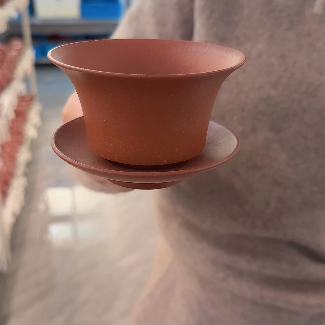 紫砂茶壶黄龙山原矿红降坡