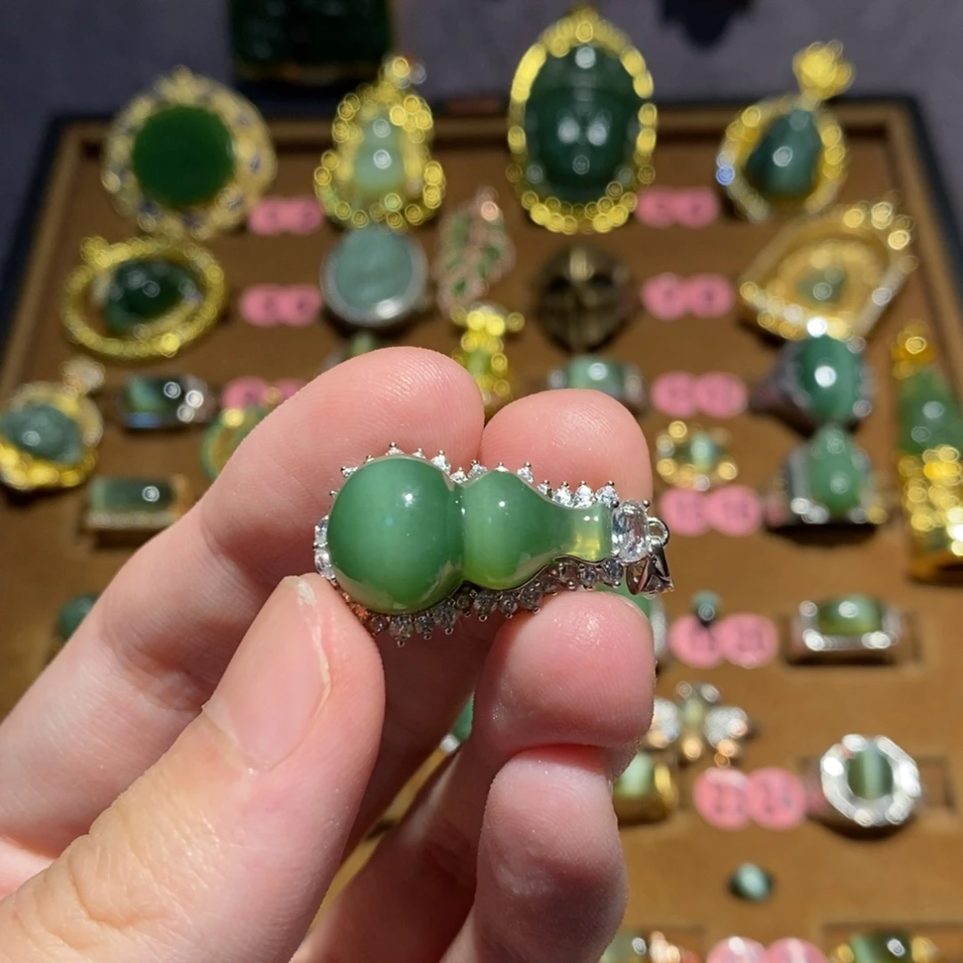 和田玉（碧玉）银S925镶嵌戒指