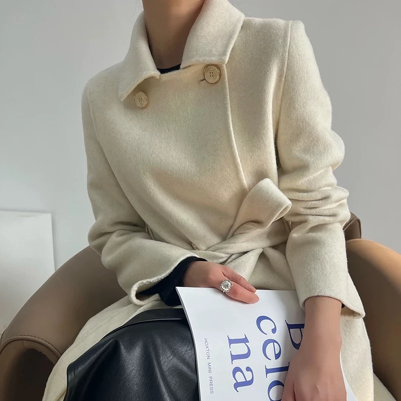 大牌加厚羊驼绒双面羊绒大衣女长款修身显瘦呢子秋冬羊毛毛呢外套