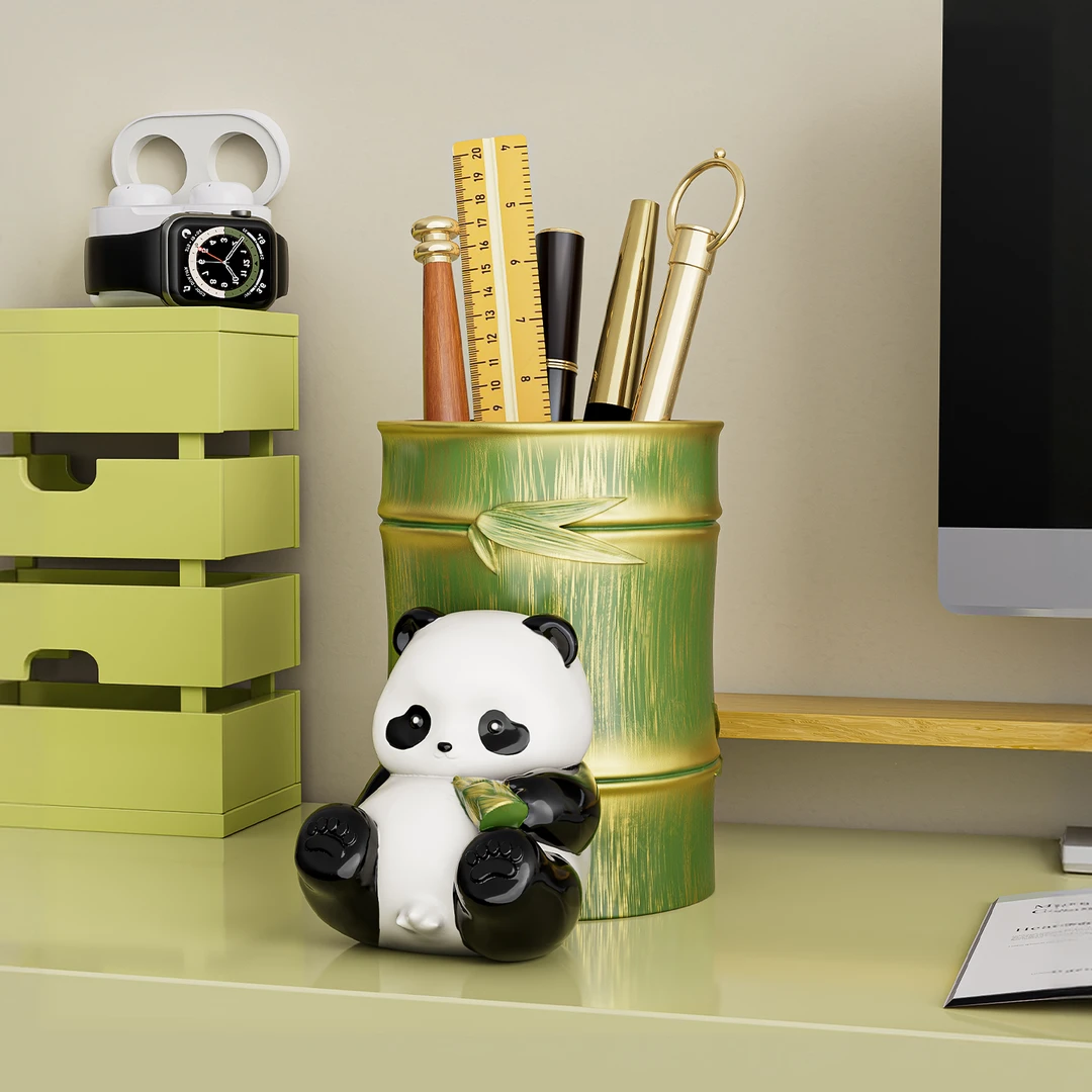贝汉美创意可爱熊猫笔筒文创教师节伴手礼书房办公室桌面装饰摆件