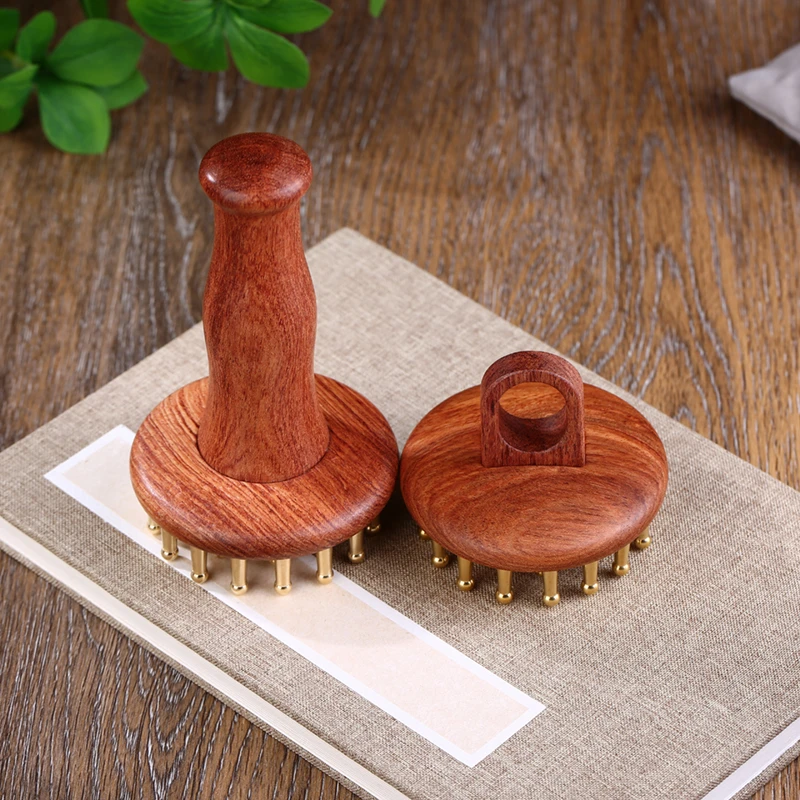 黄铜经络刷按摩肚子神器揉腹部腿部头部全身疏通29齿刮痧工具