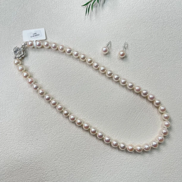 【六六中古】孤品天然海水珍珠项链套装FA161链长43珠子8-8.5