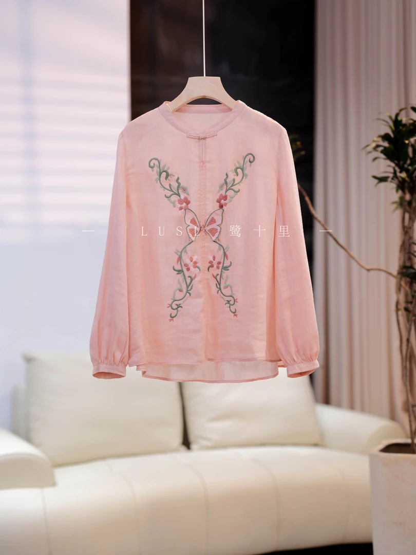 LUSL鹭十里【仙女下凡】2025春季立领新中式重工刺绣时尚衬衫50520
