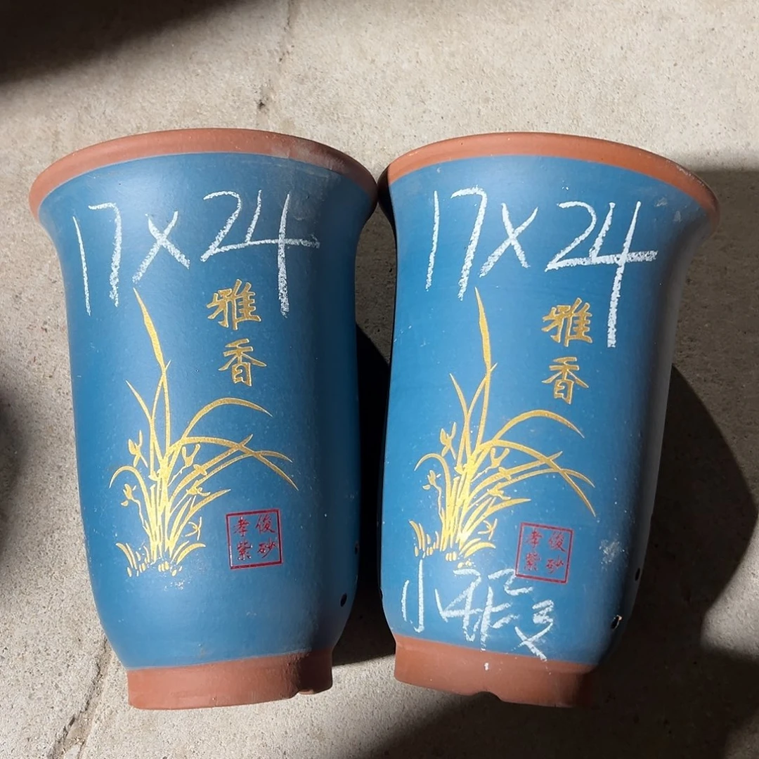 紫砂花盆宜兴紫砂花盆2只