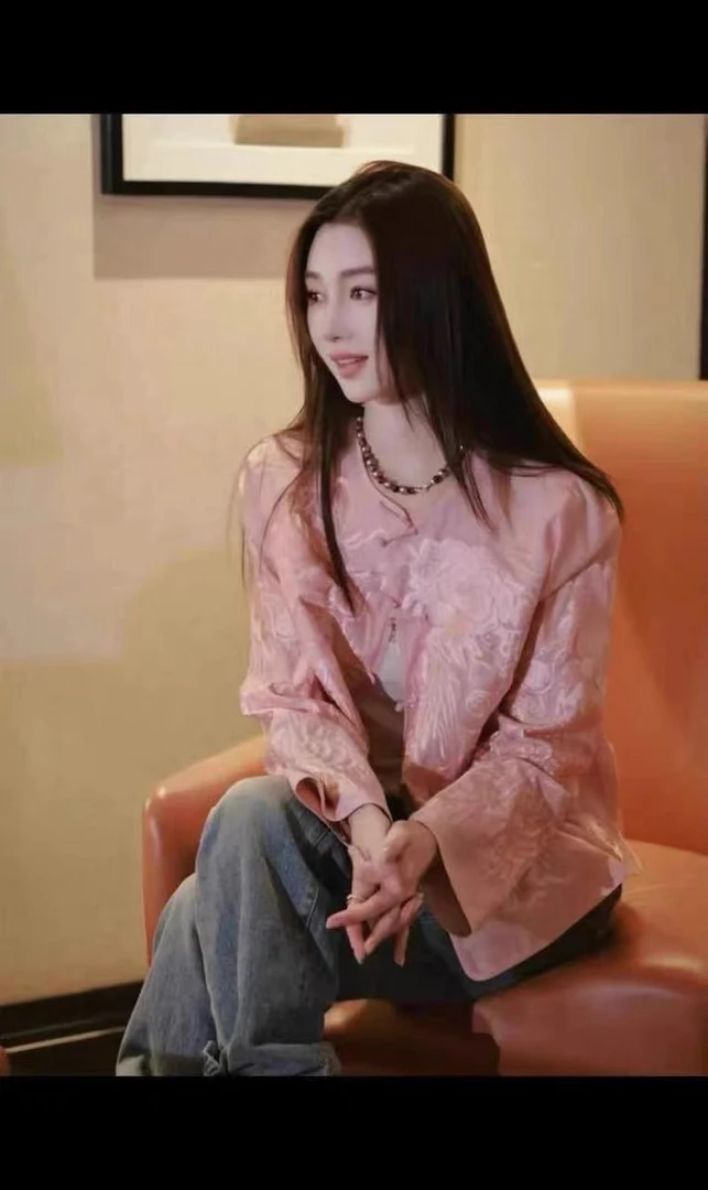 【粉外套】春夏新中式外套女国风复古刺绣印花高端轻奢8606