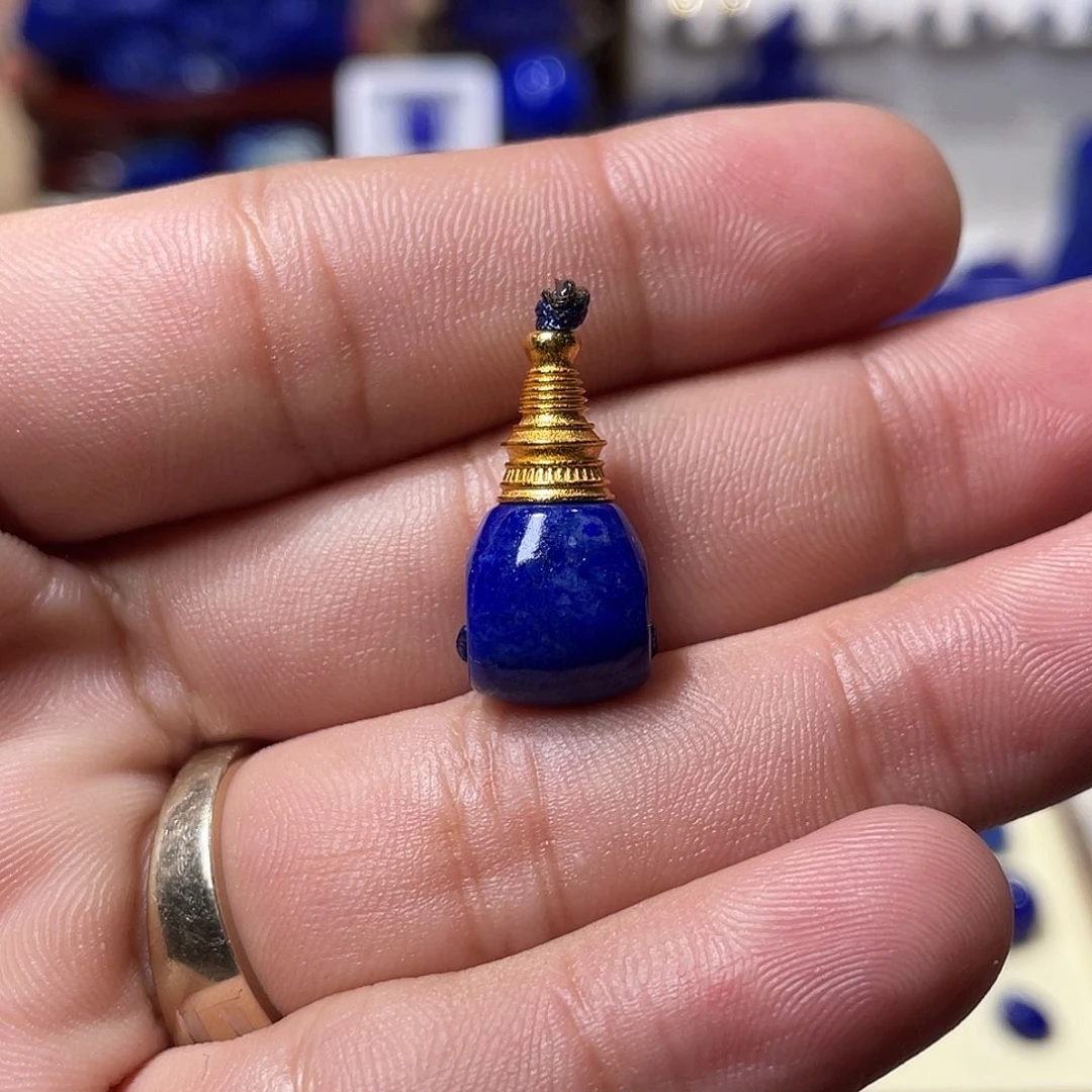 青金石银S925镀金镶嵌10mm分体三通