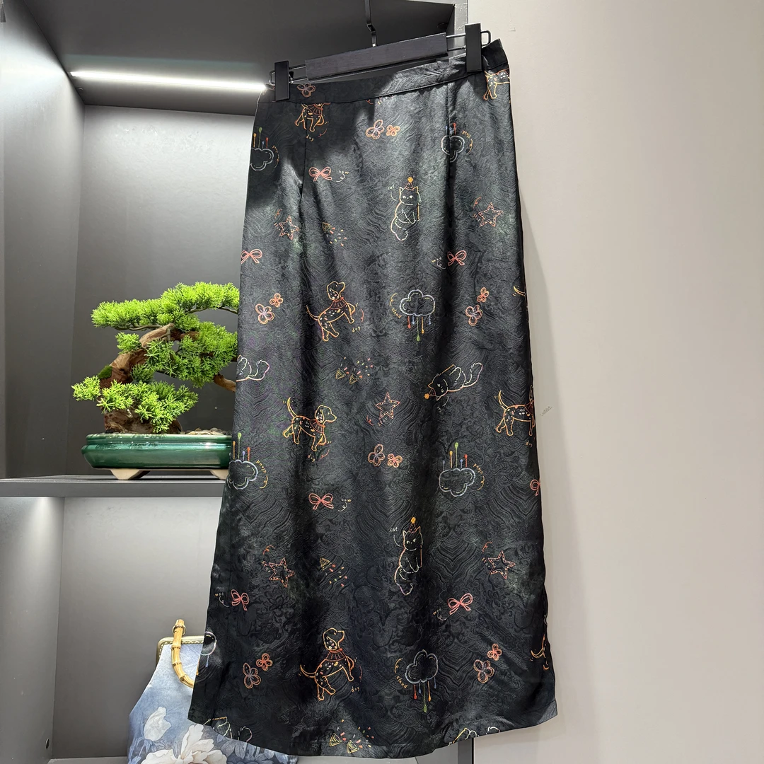 中式半身裙传统改良秋季猫狗日记气质女装宽松半裙6775